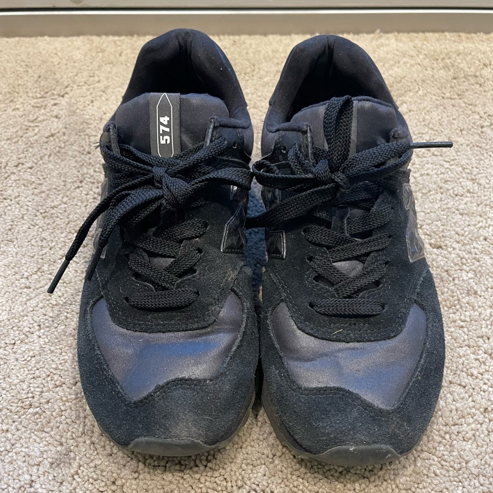New Balance Classic 574 Running Sneakers, Black Suede. Women size 8